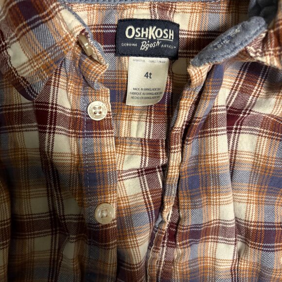 EUC Oshkosh Bgosh Rust Flannel Long-Sleeved Shirt (3T) - Picture 3 of 4